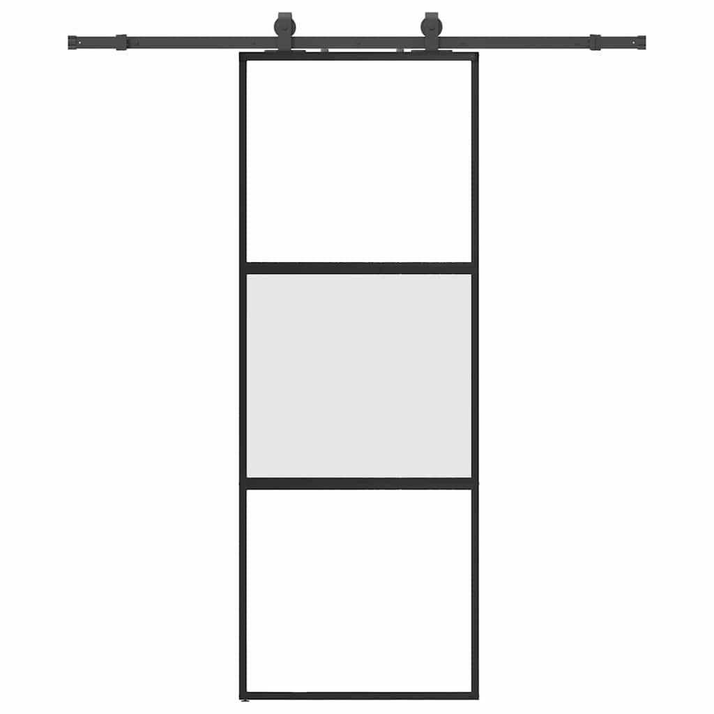 Porta Scorrevole Set Ferramenta Nera 76x205 cm Vetro Temperato