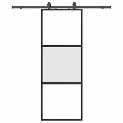 Porta Scorrevole Set Ferramenta Nera 76x205 cm Vetro Temperato