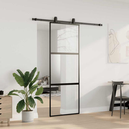 Porta Scorrevole Set Ferramenta Nera 76x205 cm Vetro Temperato