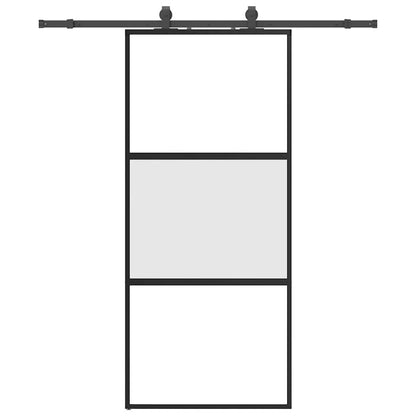 Porta Scorrevole Set Ferramenta Nera 90x205 cm Vetro Temperato