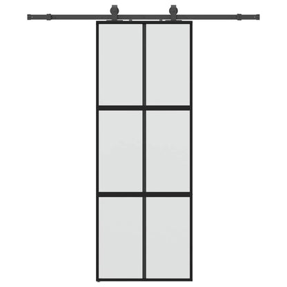 Porta Scorrevole Set Ferramenta Nera 76x205 cm Vetro Temperato