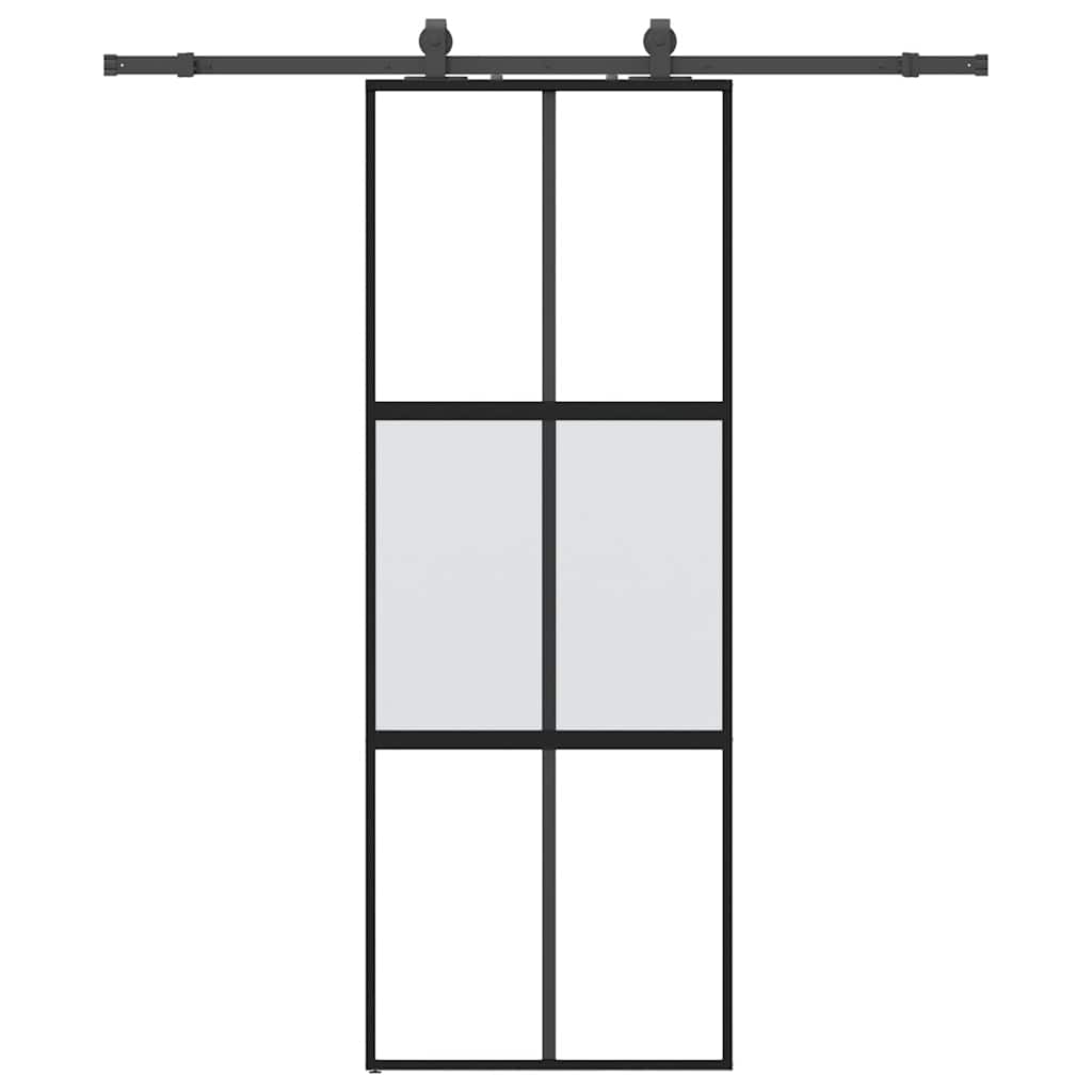 Porta Scorrevole Set Ferramenta Nera 76x205 cm Vetro Temperato