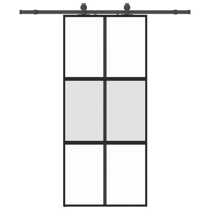 Porta Scorrevole Set Ferramenta Nera 90x205 cm Vetro Temperato