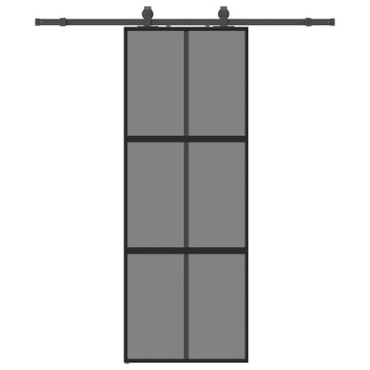 Porta Scorrevole Set Ferramenta Nera 76x205 cm Vetro Temperato