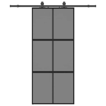 Porta Scorrevole Set Ferramenta Nera 90x205 cm Vetro Temperato