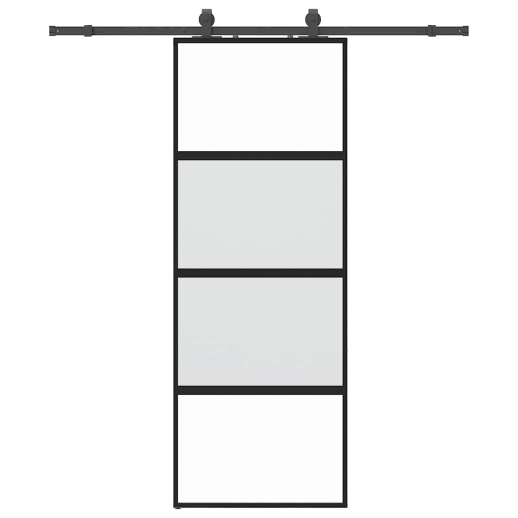 Porta Scorrevole Set Ferramenta Nera 76x205 cm Vetro Temperato