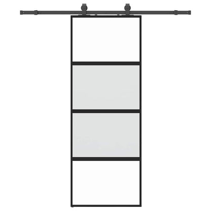 Porta Scorrevole Set Ferramenta Nera 76x205 cm Vetro Temperato