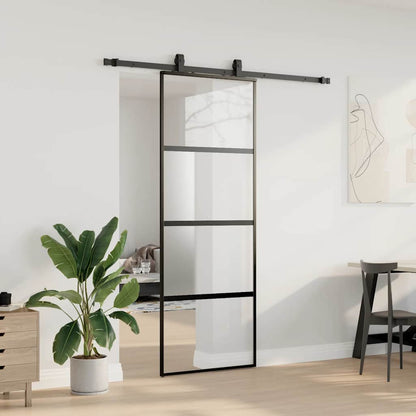 Porta Scorrevole Set Ferramenta Nera 76x205 cm Vetro Temperato