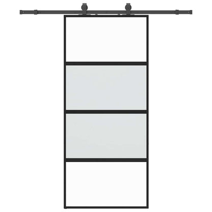 Porta Scorrevole Set Ferramenta Nera 90x205 cm Vetro Temperato
