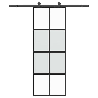Porta Scorrevole Set Ferramenta Nera 76x205 cm Vetro Temperato