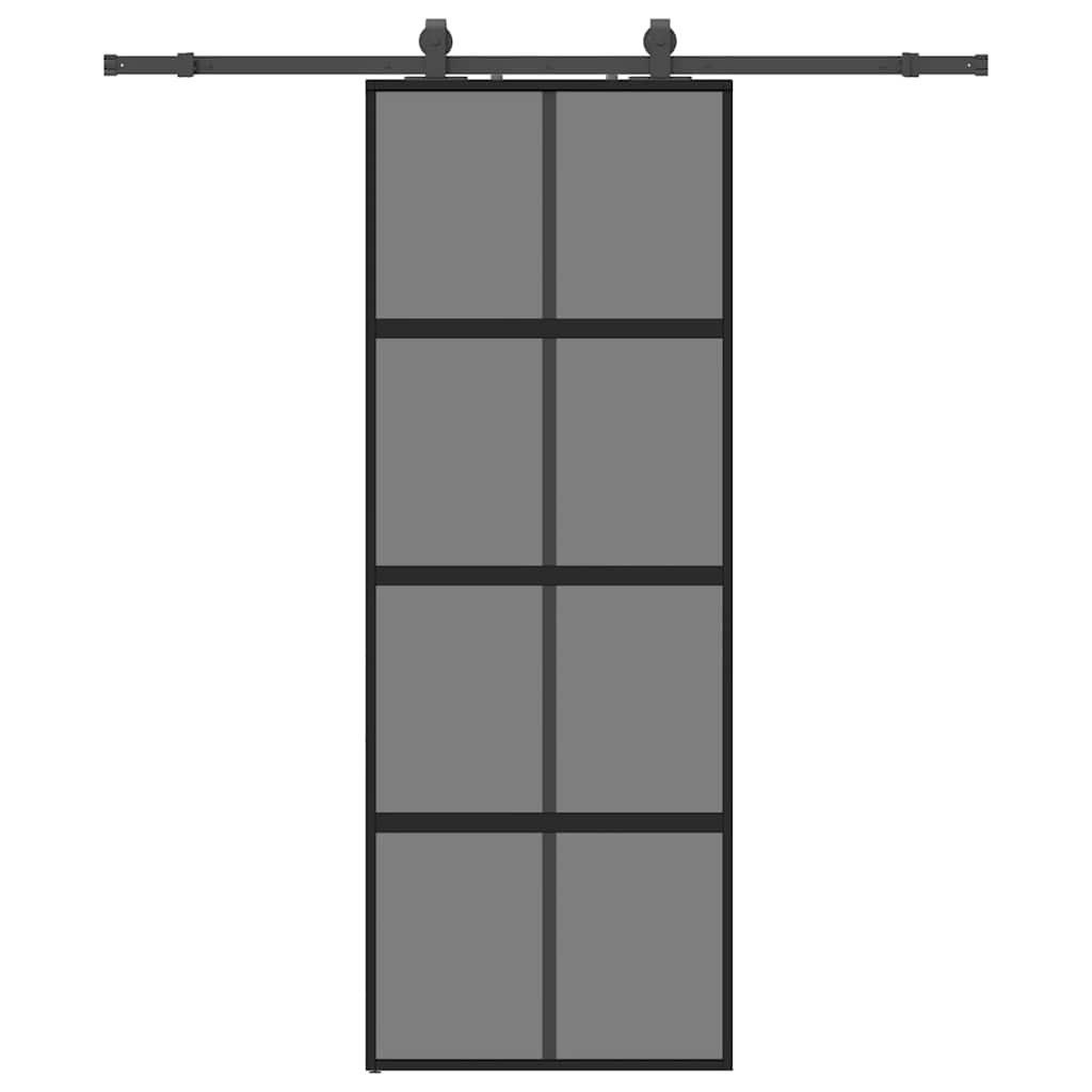Porta Scorrevole Set Ferramenta Nera 76x205 cm Vetro Temperato