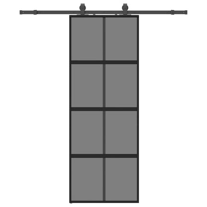 Porta Scorrevole Set Ferramenta Nera 76x205 cm Vetro Temperato