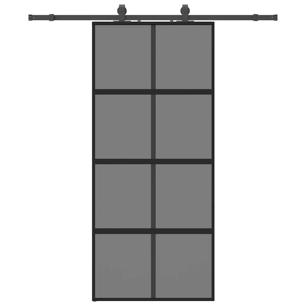 Porta Scorrevole Set Ferramenta Nera 90x205 cm Vetro Temperato