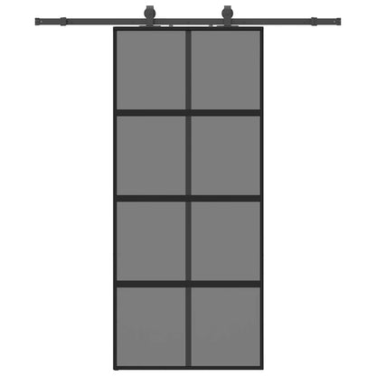 Porta Scorrevole Set Ferramenta Nera 90x205 cm Vetro Temperato