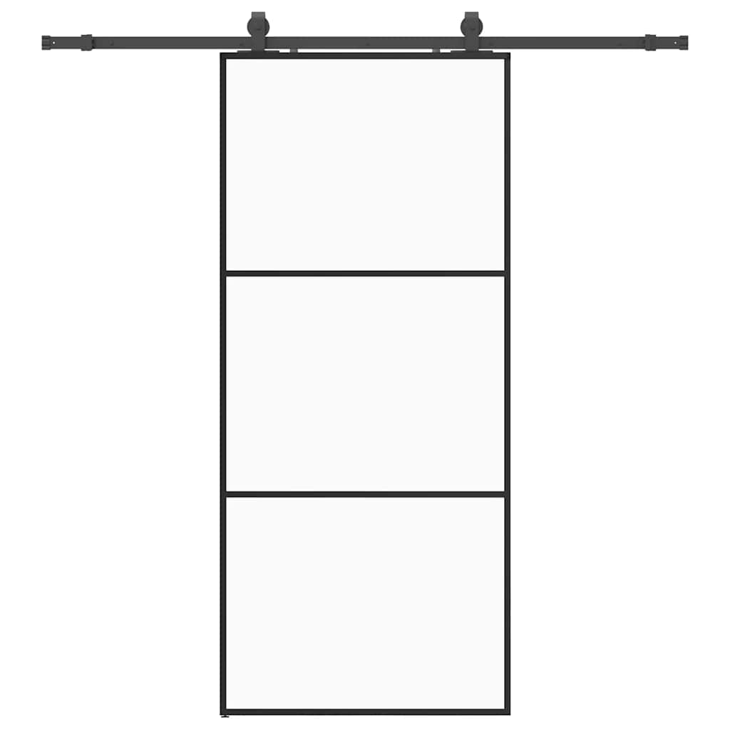 Porta Scorrevole con Ferramenta Nera 90x205 cm in Vetro ESG