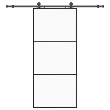 Porta Scorrevole con Ferramenta Nera 90x205 cm in Vetro ESG