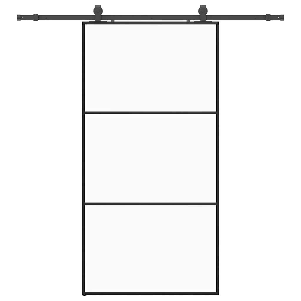 Porta Scorrevole con Ferramenta Nera 102x205 cm in Vetro ESG