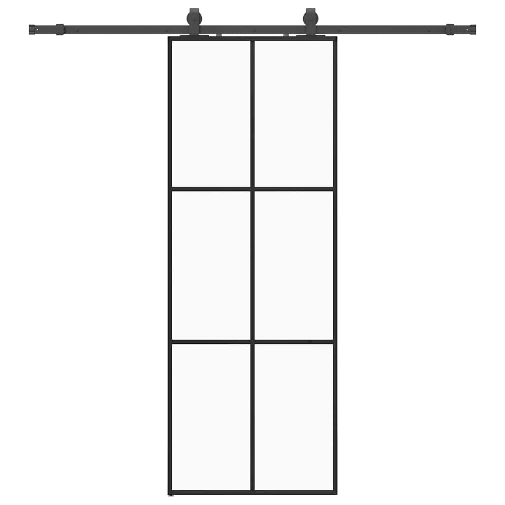Porta Scorrevole con Ferramenta Nera 76x205 cm in Vetro ESG