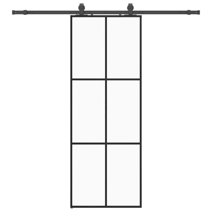 Porta Scorrevole con Ferramenta Nera 76x205 cm in Vetro ESG