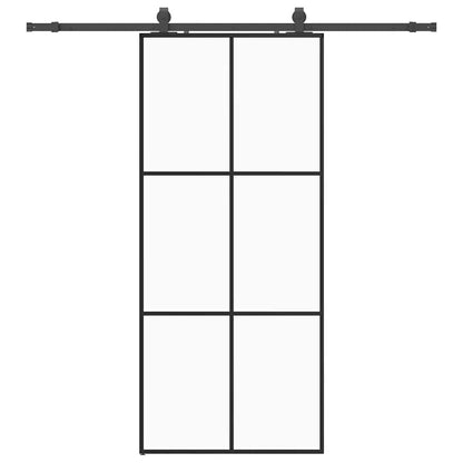 Porta Scorrevole con Ferramenta Nera 90x205 cm in Vetro ESG