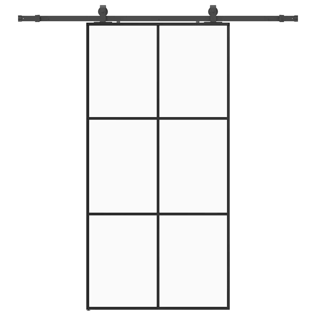 Porta Scorrevole con Ferramenta Nera 102x205 cm in Vetro ESG