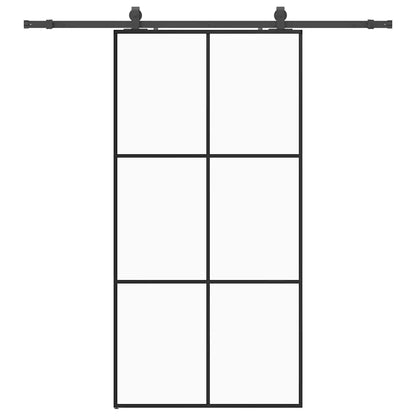 Porta Scorrevole con Ferramenta Nera 102x205 cm in Vetro ESG