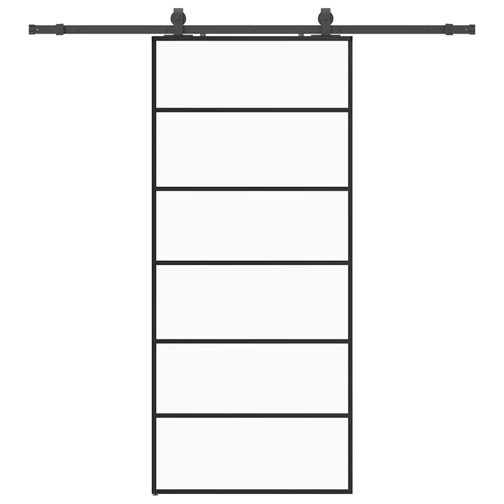 Porta Scorrevole con Ferramenta Nera 90x205 cm in Vetro ESG