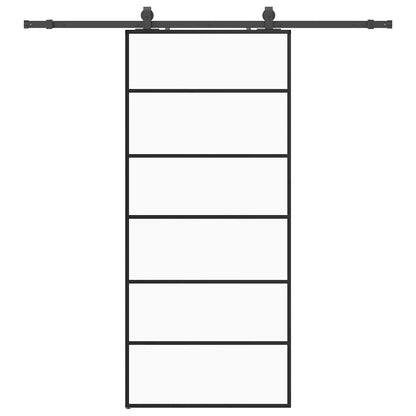 Porta Scorrevole con Ferramenta Nera 90x205 cm in Vetro ESG