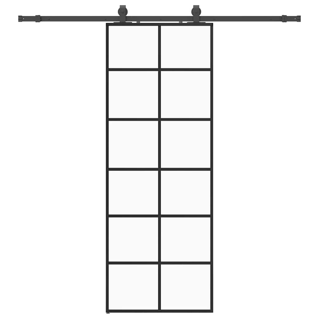 Porta Scorrevole con Ferramenta Nera 76x205 cm in Vetro ESG