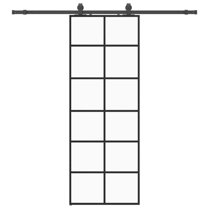 Porta Scorrevole con Ferramenta Nera 76x205 cm in Vetro ESG