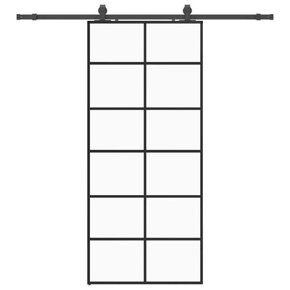 Porta Scorrevole con Ferramenta Nera 90x205 cm in Vetro ESG