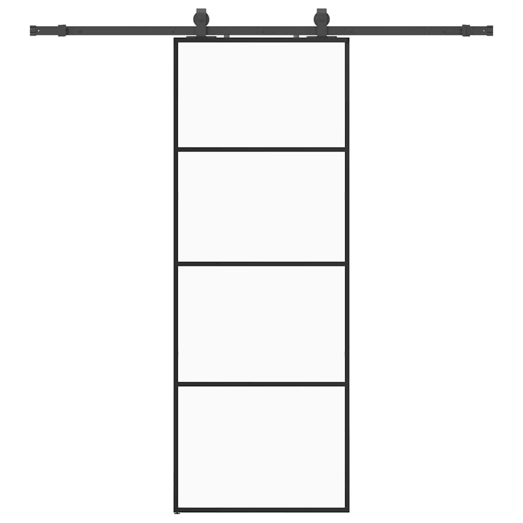 Porta Scorrevole con Ferramenta Nera 76x205 cm in Vetro ESG