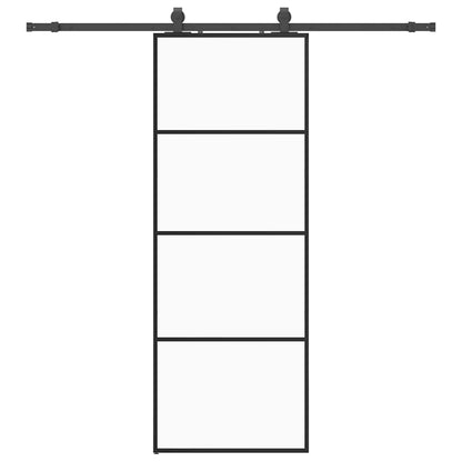Porta Scorrevole con Ferramenta Nera 76x205 cm in Vetro ESG