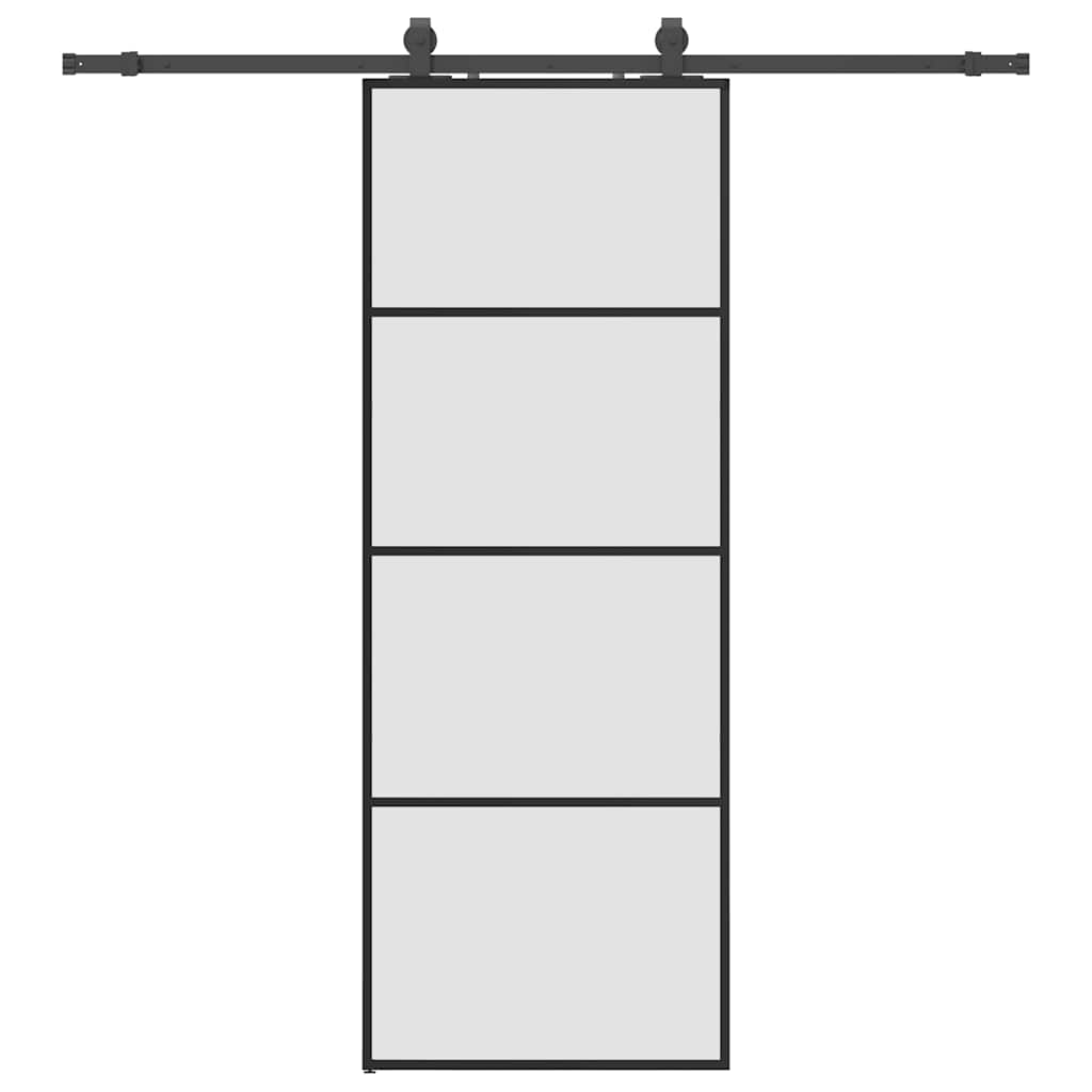 Porta Scorrevole con Ferramenta Nera 76x205 cm in Vetro ESG