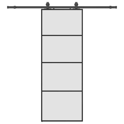 Porta Scorrevole con Ferramenta Nera 76x205 cm in Vetro ESG