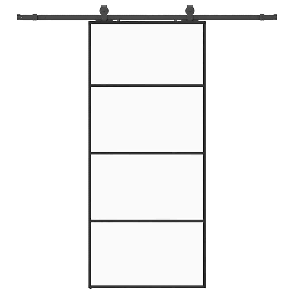 Porta Scorrevole con Ferramenta Nera 90x205 cm in Vetro ESG