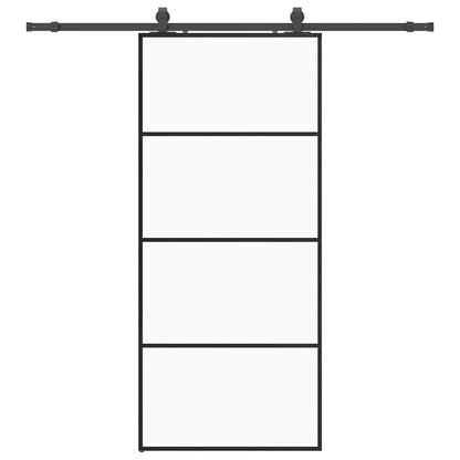 Porta Scorrevole con Ferramenta Nera 90x205 cm in Vetro ESG