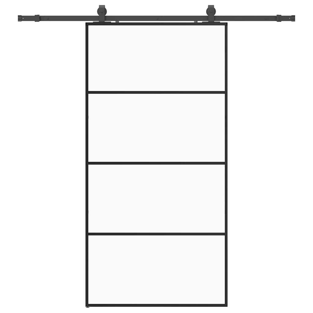 Porta Scorrevole con Ferramenta Nera 102,5x205 cm in Vetro ESG