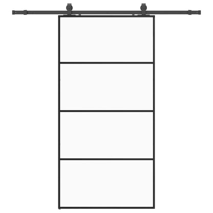 Porta Scorrevole con Ferramenta Nera 102,5x205 cm in Vetro ESG