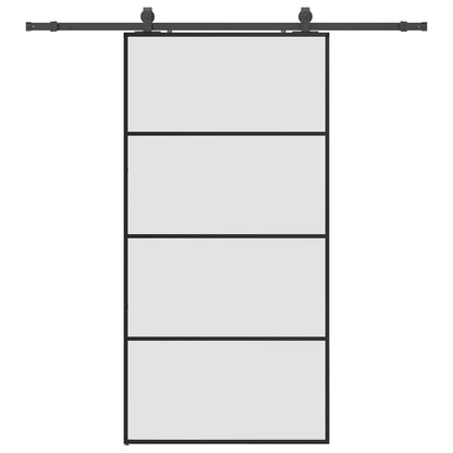 Porta Scorrevole con Ferramenta Nera 102,5x205 cm in Vetro ESG