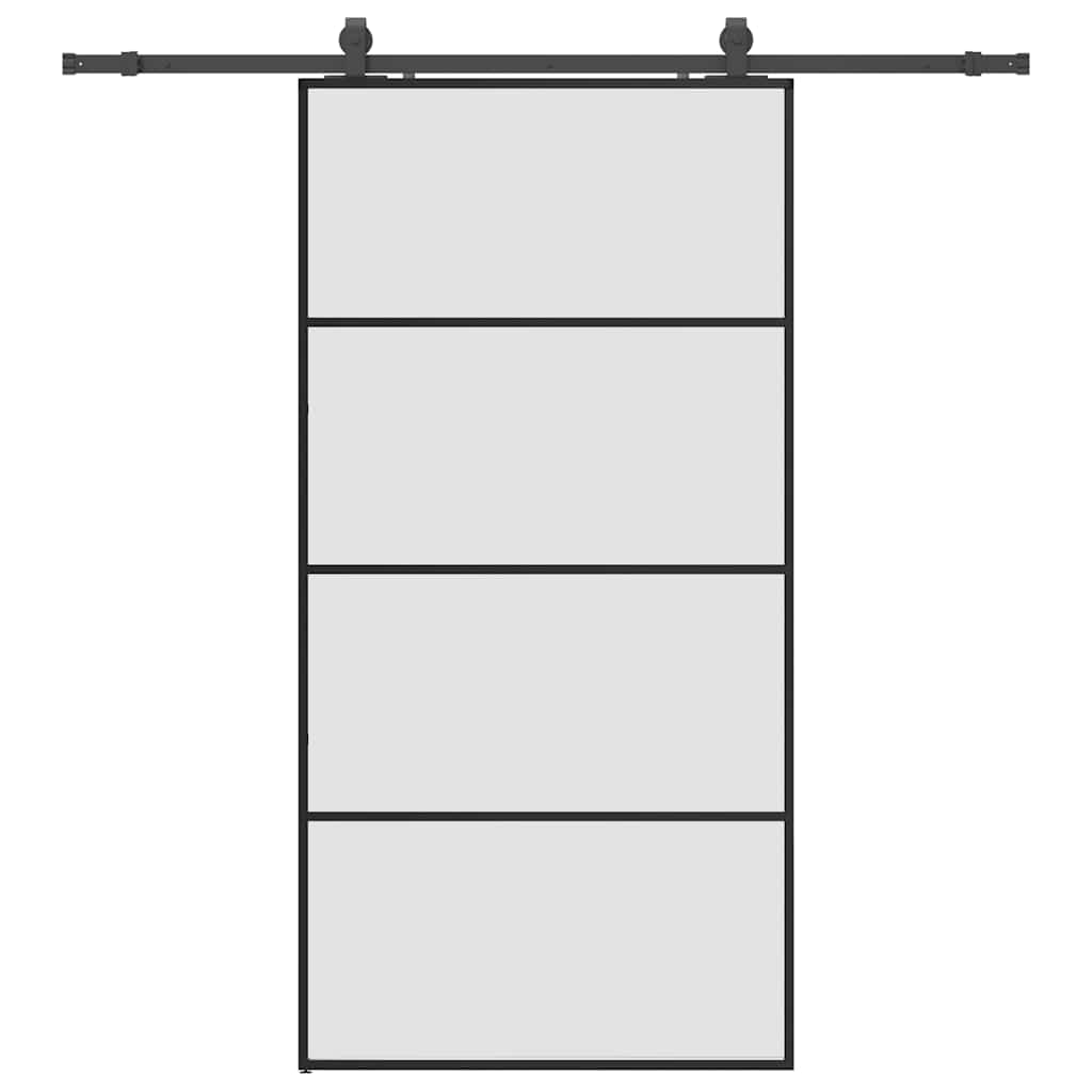 Porta Scorrevole con Ferramenta Nera 102,5x205 cm in Vetro ESG