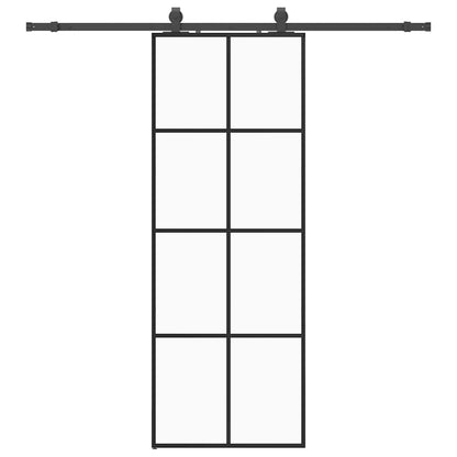 Porta Scorrevole con Ferramenta Nera 76x205 cm in Vetro ESG