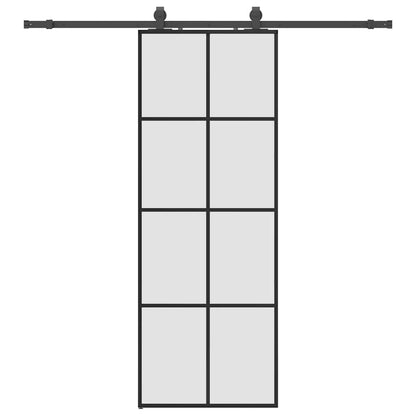Porta Scorrevole con Ferramenta Nera 76x205 cm in Vetro ESG