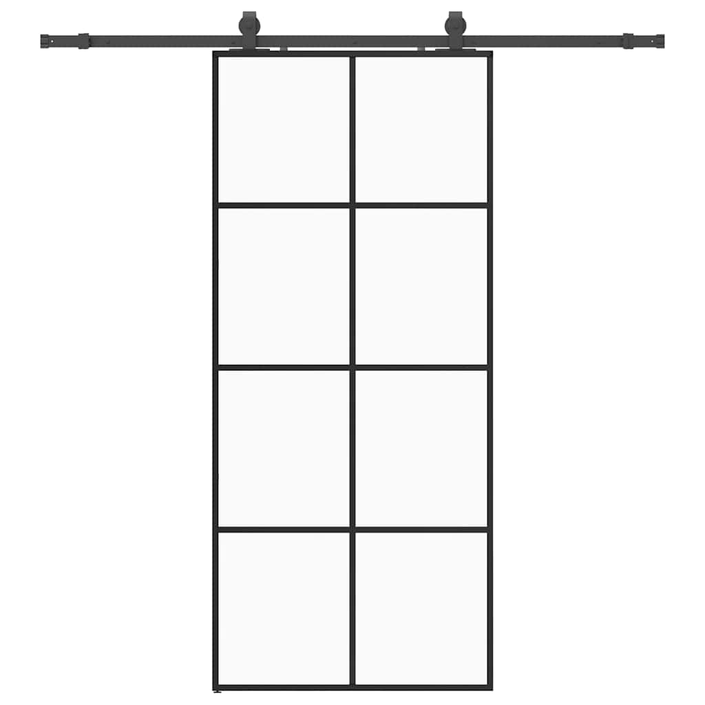 Porta Scorrevole con Ferramenta Nera 90x205 cm in Vetro ESG