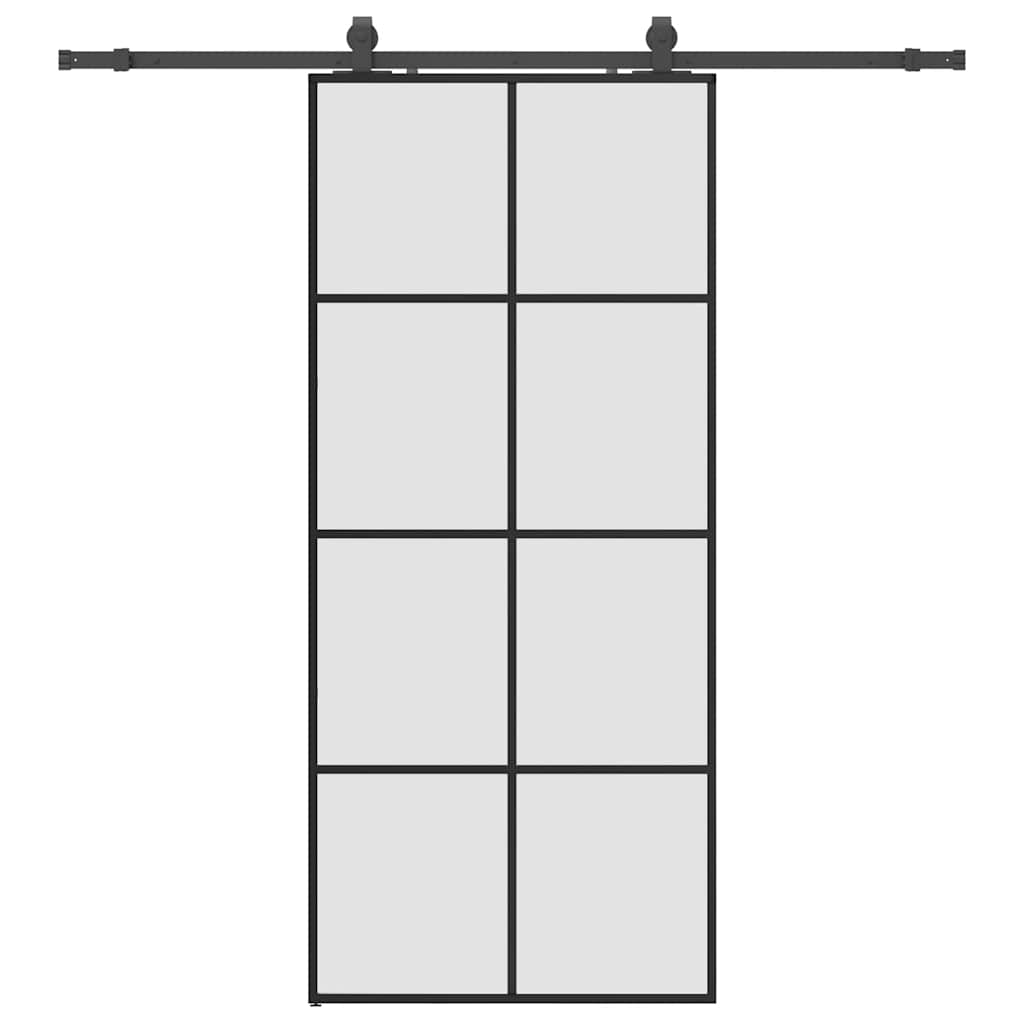 Porta Scorrevole con Ferramenta Nera 90x205 cm in Vetro ESG