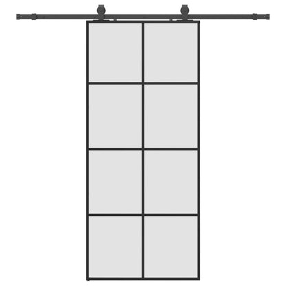 Porta Scorrevole con Ferramenta Nera 90x205 cm in Vetro ESG
