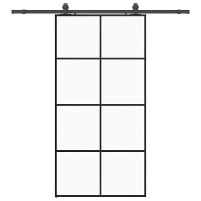 Porta Scorrevole con Ferramenta Nera 102,5x205 cm in Vetro ESG