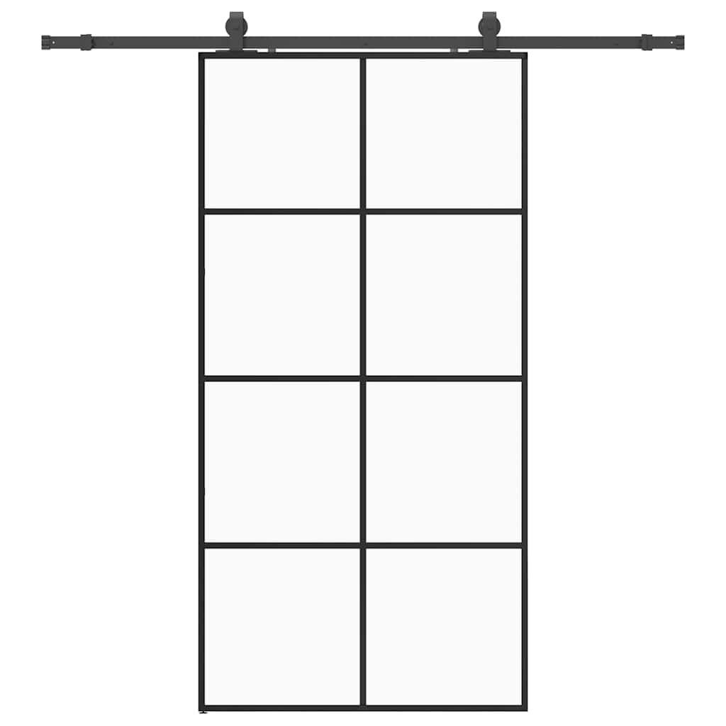 Porta Scorrevole con Ferramenta Nera 102,5x205 cm in Vetro ESG