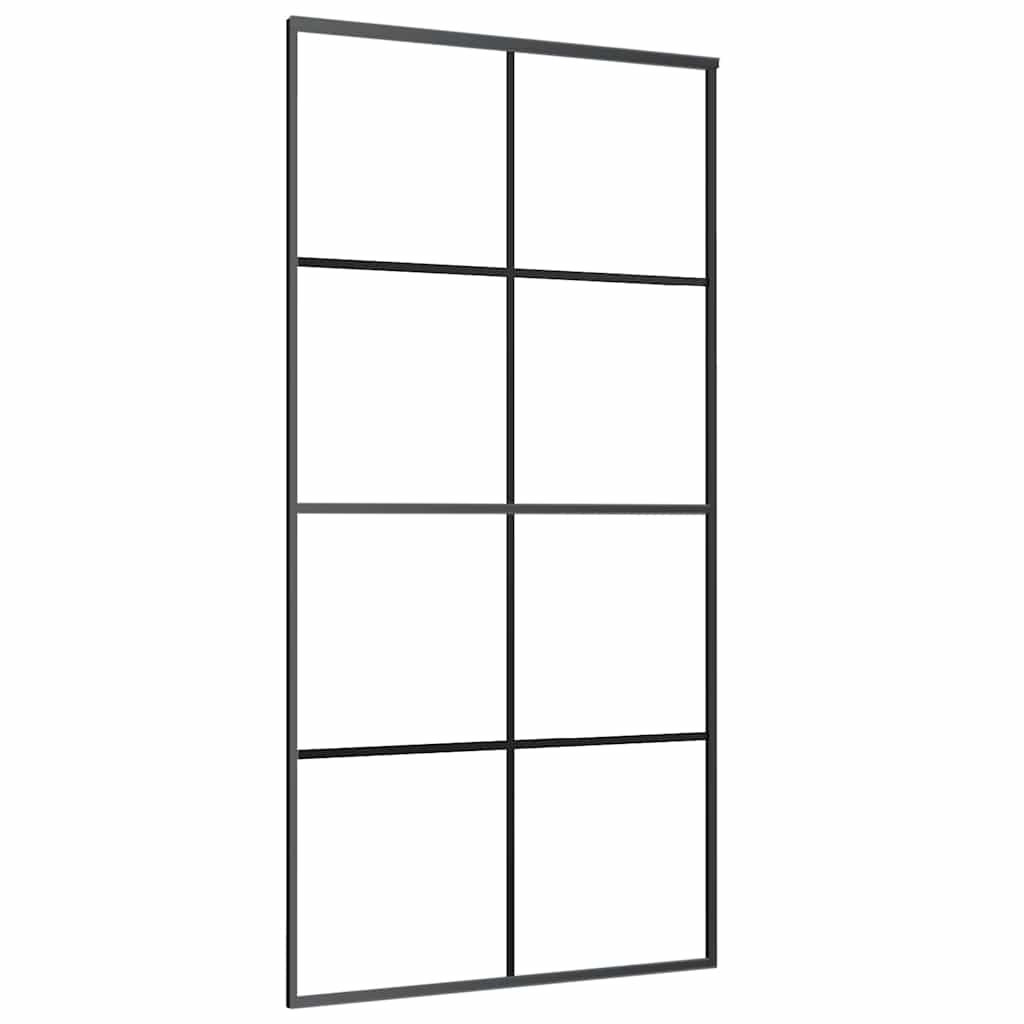 Porta Scorrevole con Ferramenta Nera 102,5x205 cm in Vetro ESG