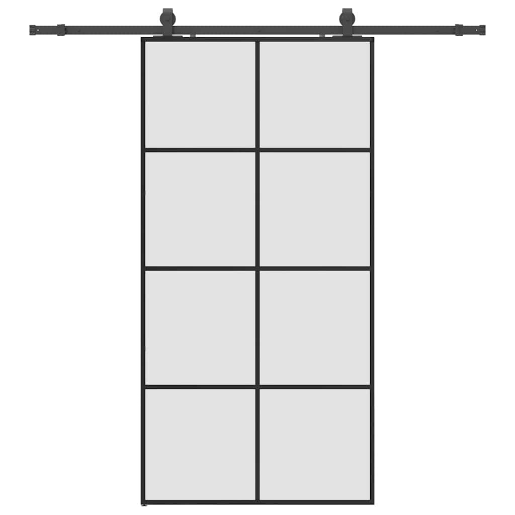 Porta Scorrevole con Ferramenta Nera 102,5x205 cm in Vetro ESG